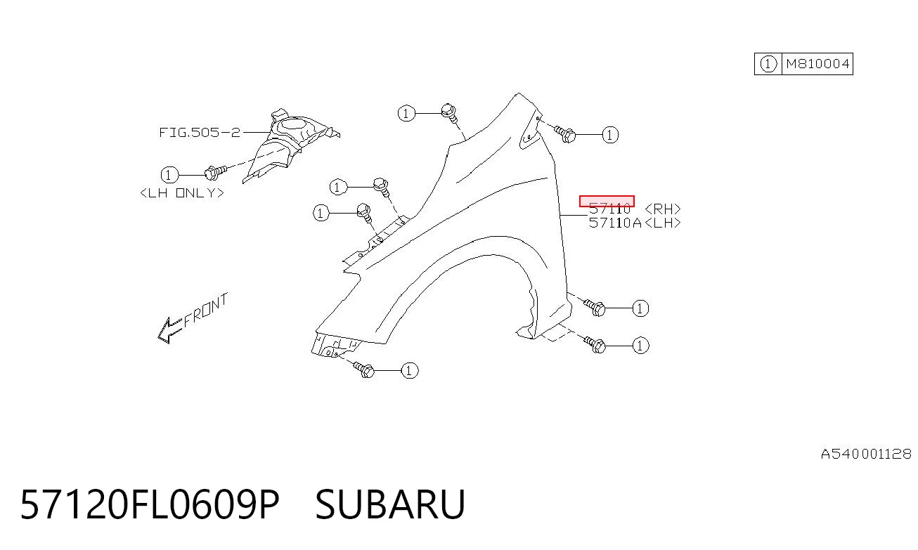 57120FL0609P Subaru Błotnik przedni prawy