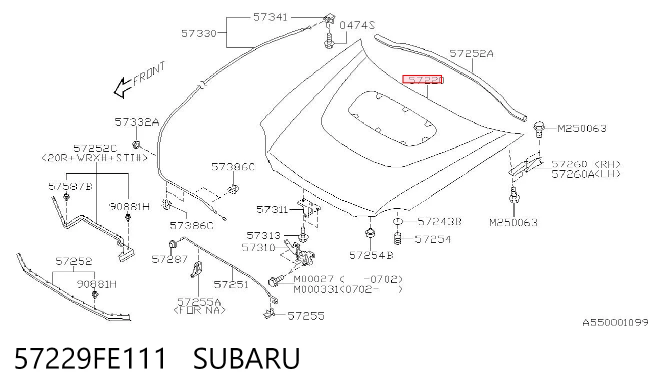 57229FE111 Subaru Maska silnika