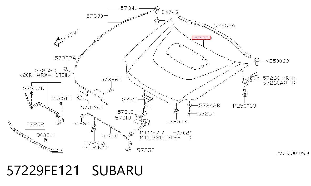 57229FE121 Subaru Maska silnika