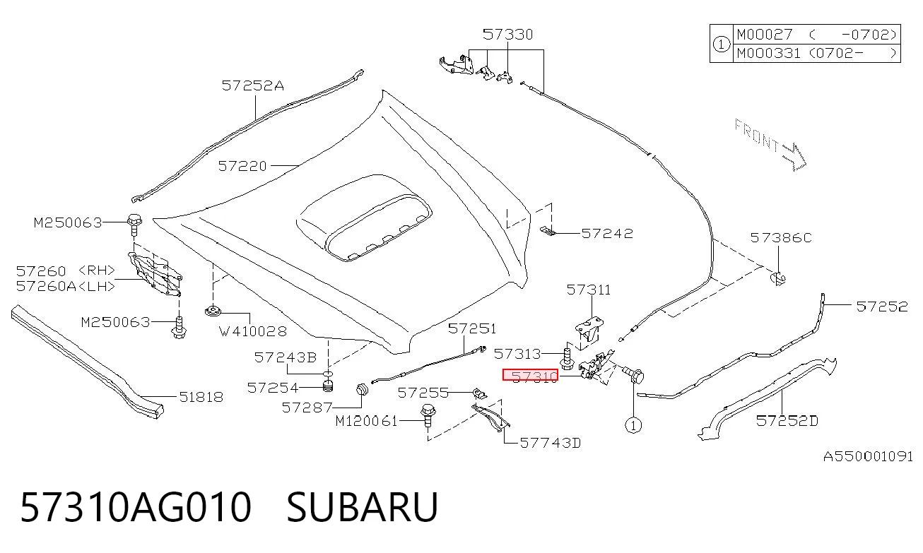 Zamek maski do Subaru Legacy IV B13
