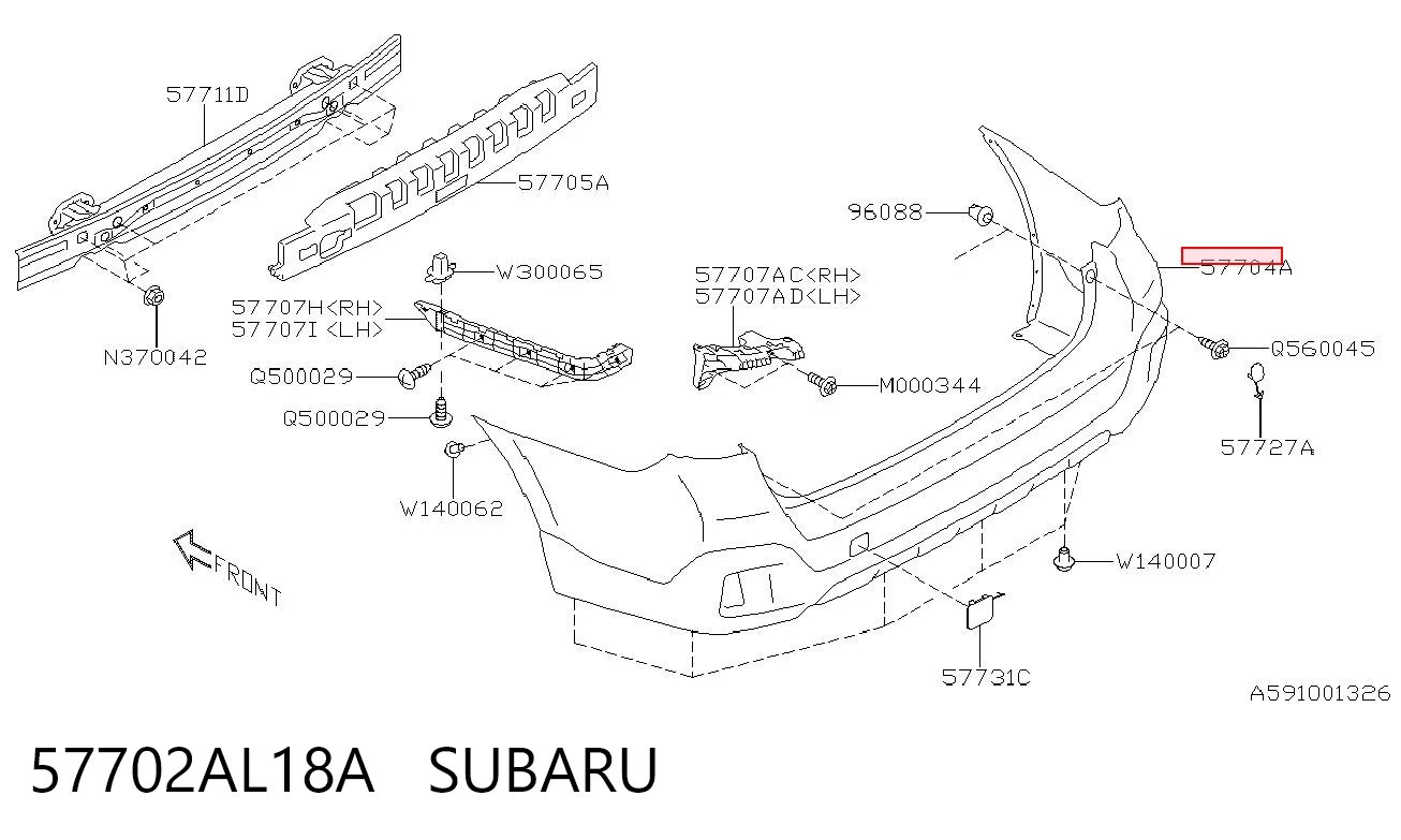 57702AL18A Subaru Zderzak tylny