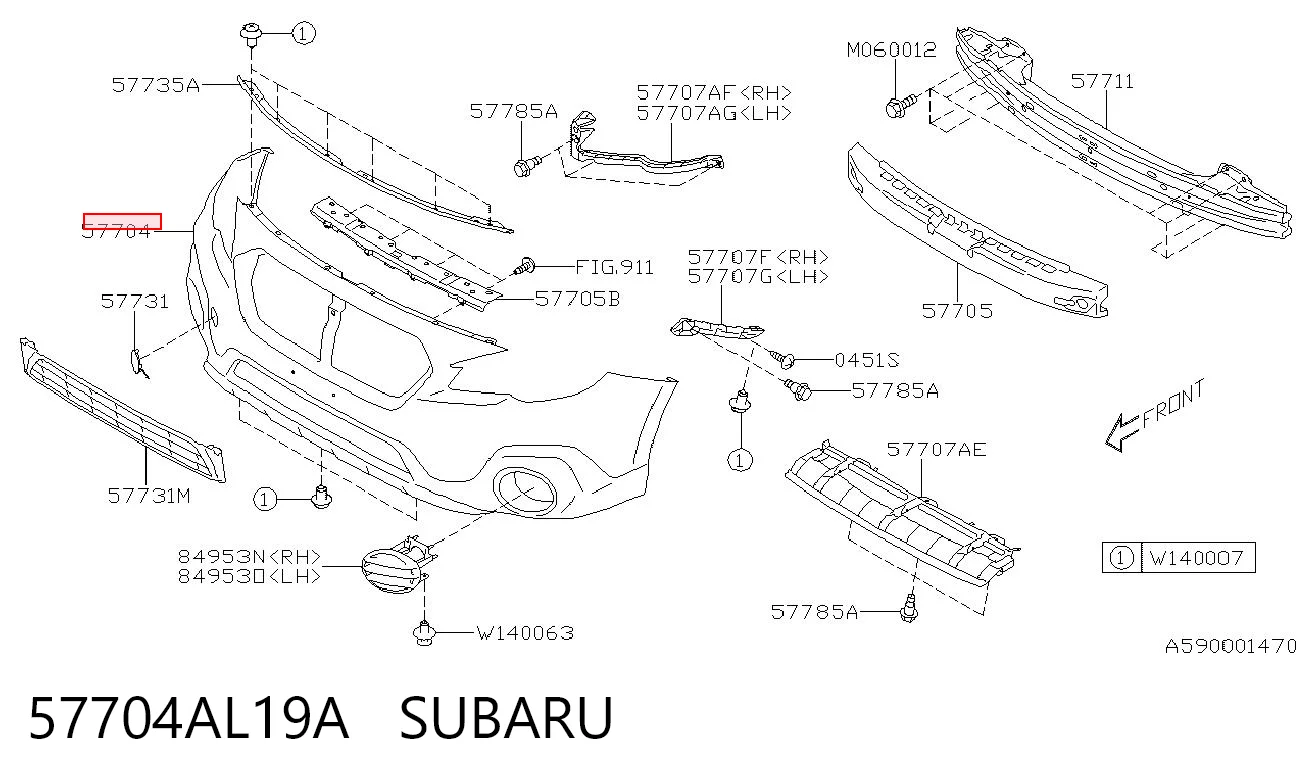 Zderzak przedni do Subaru Outback V B15, BS