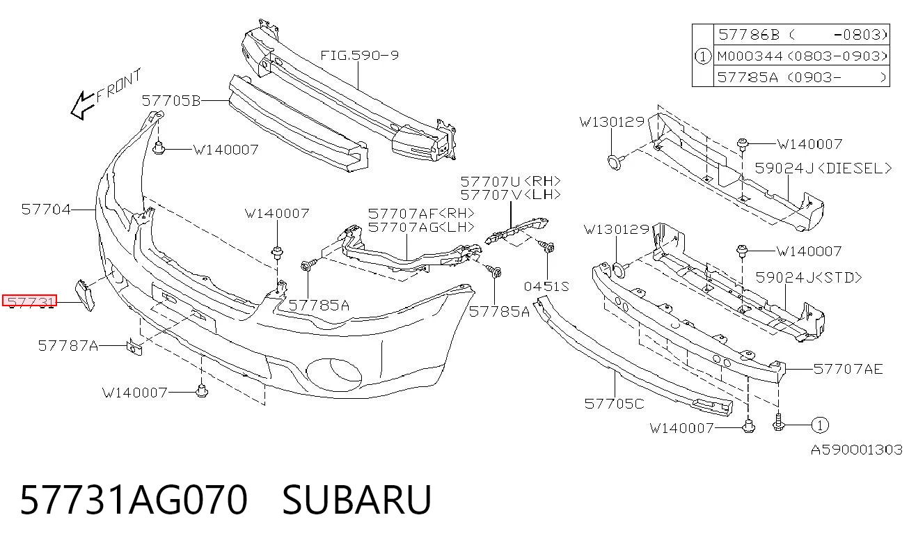 Zaślepka haku holowniczego zderzaka przednia do Subaru Outback III B13, BP