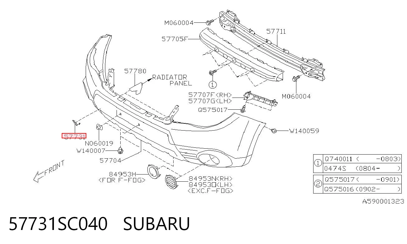 Zaślepka haku holowniczego zderzaka przednia do Subaru Forester III S12, SH