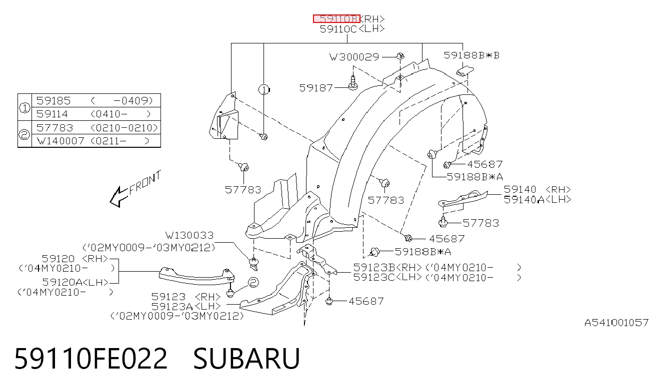 Nadkole błotnika przedniego prawe Subaru Impreza II sedana (GD) (1999 - 2009) cena, od 11,97 USD