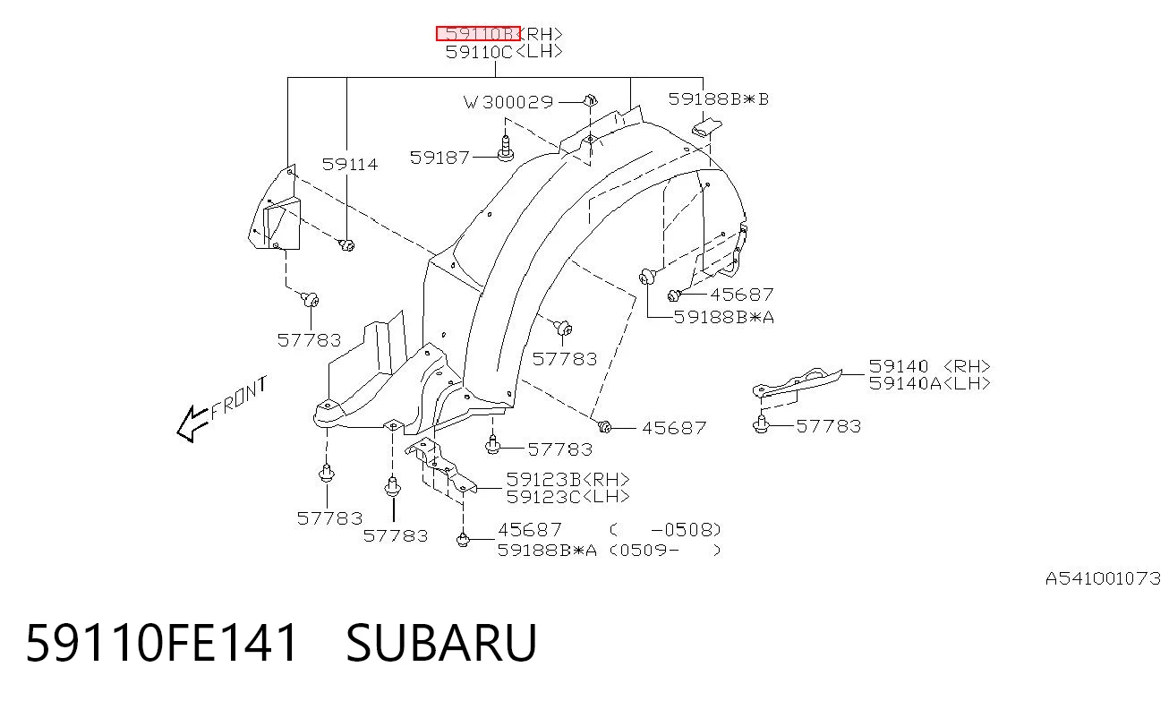 59110FE141 Subaru Nadkole błotnika przedniego prawe