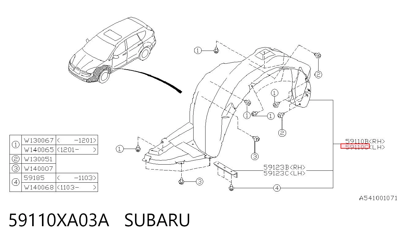 Nadkole błotnika przedniego lewe do Subaru Tribeca B9 