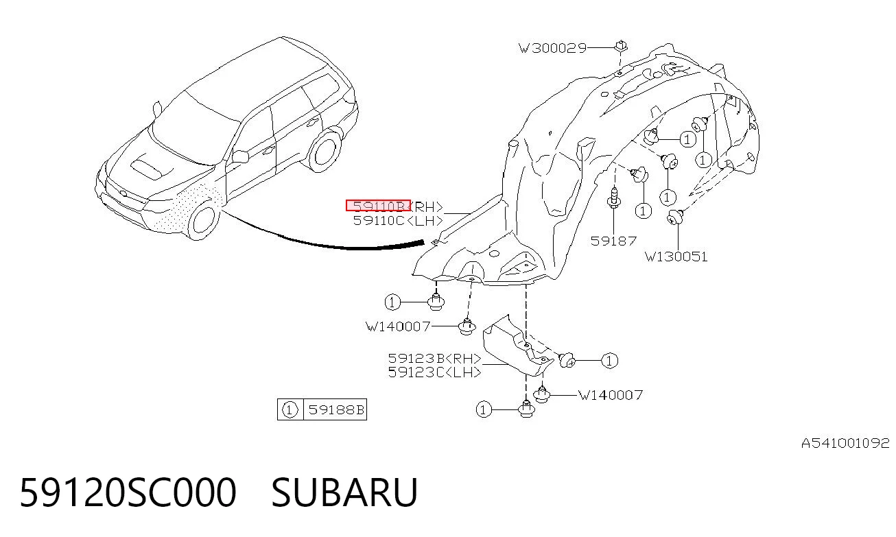 Nadkole błotnika przedniego prawe do Subaru Forester III S12, SH