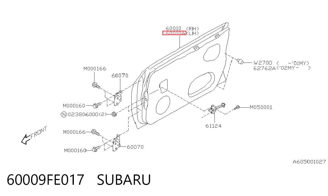 Drzwi przednie lewe do Subaru Impreza II GD