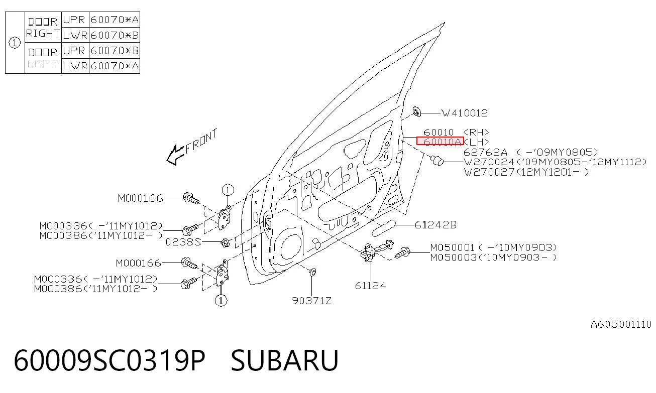 Drzwi przednie lewe do Subaru Forester III S12, SH