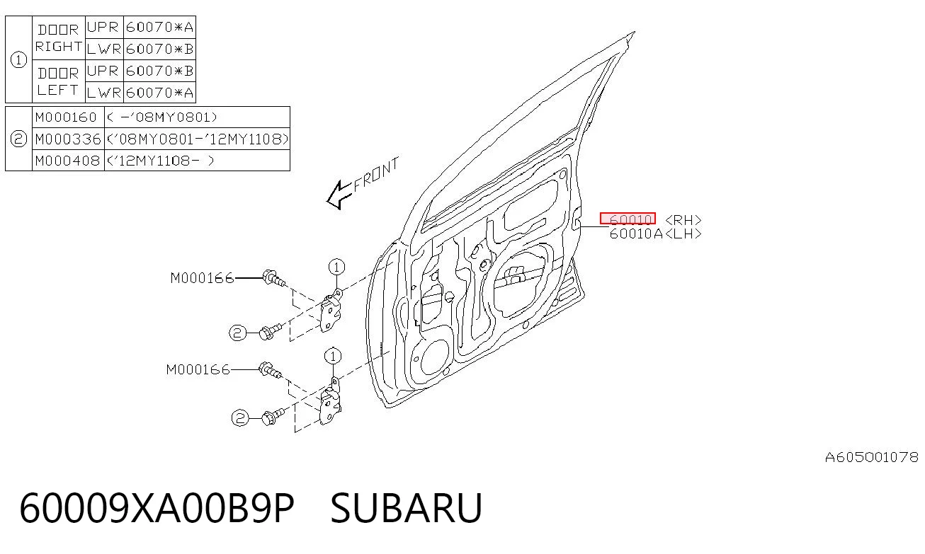 Drzwi przednie prawe do Subaru Tribeca  