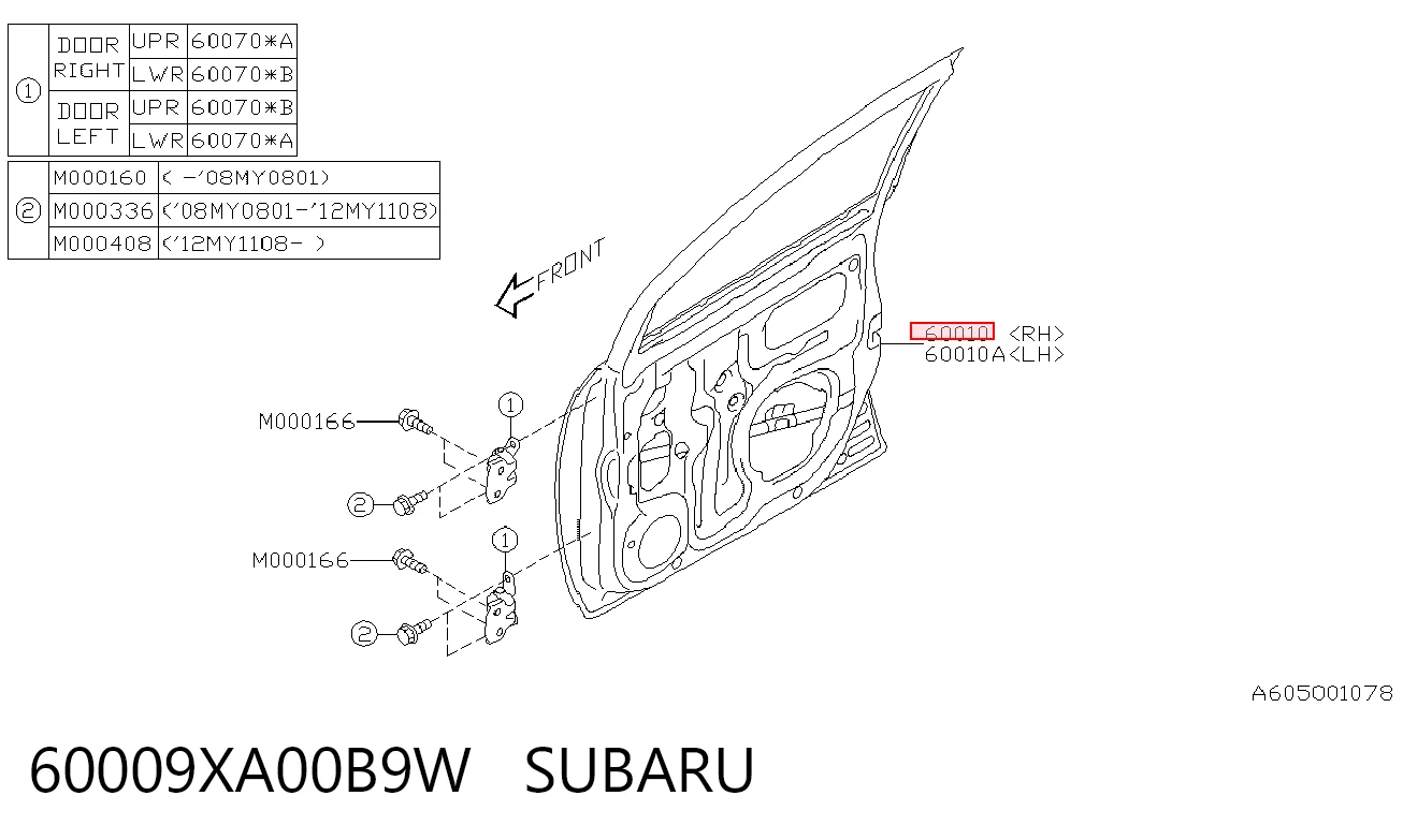 Drzwi przednie prawe Subaru Tribeca SUV (2007 - 2014) cena, od 294,65 USD