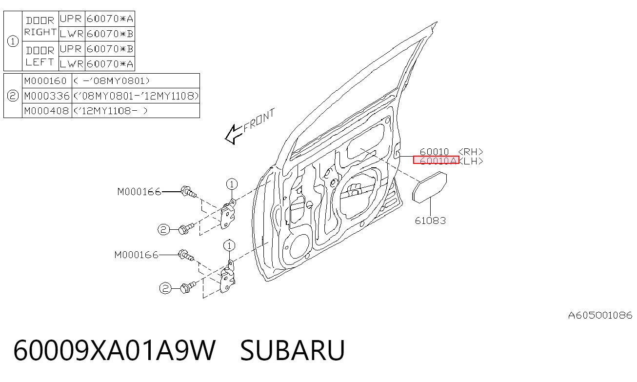 Kupić Drzwi przednie lewe Subaru Tribeca   w dobrej cenie
