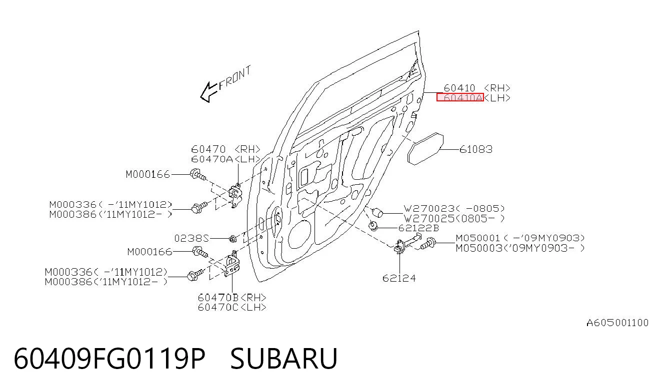 Drzwi tylne lewe do Subaru Impreza III GH
