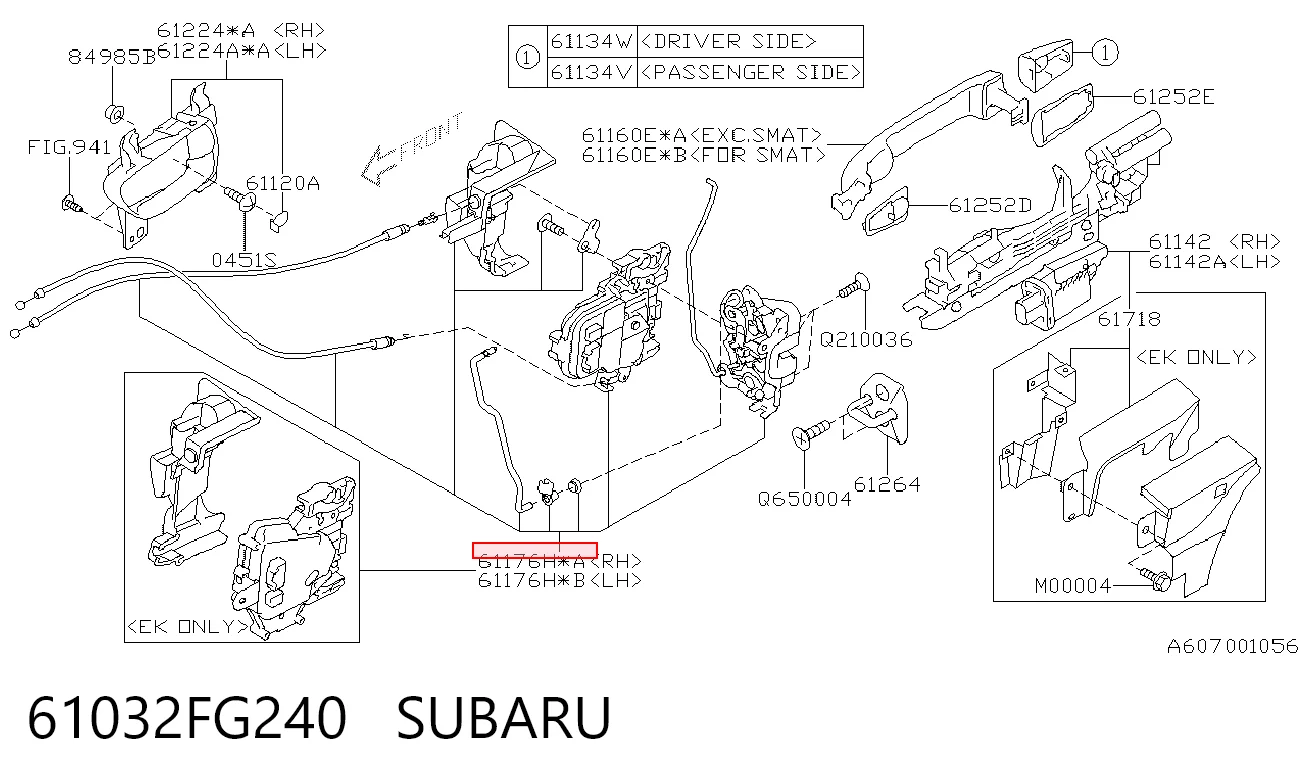 Zamek drzwi przednich prawych do Subaru Impreza III GH