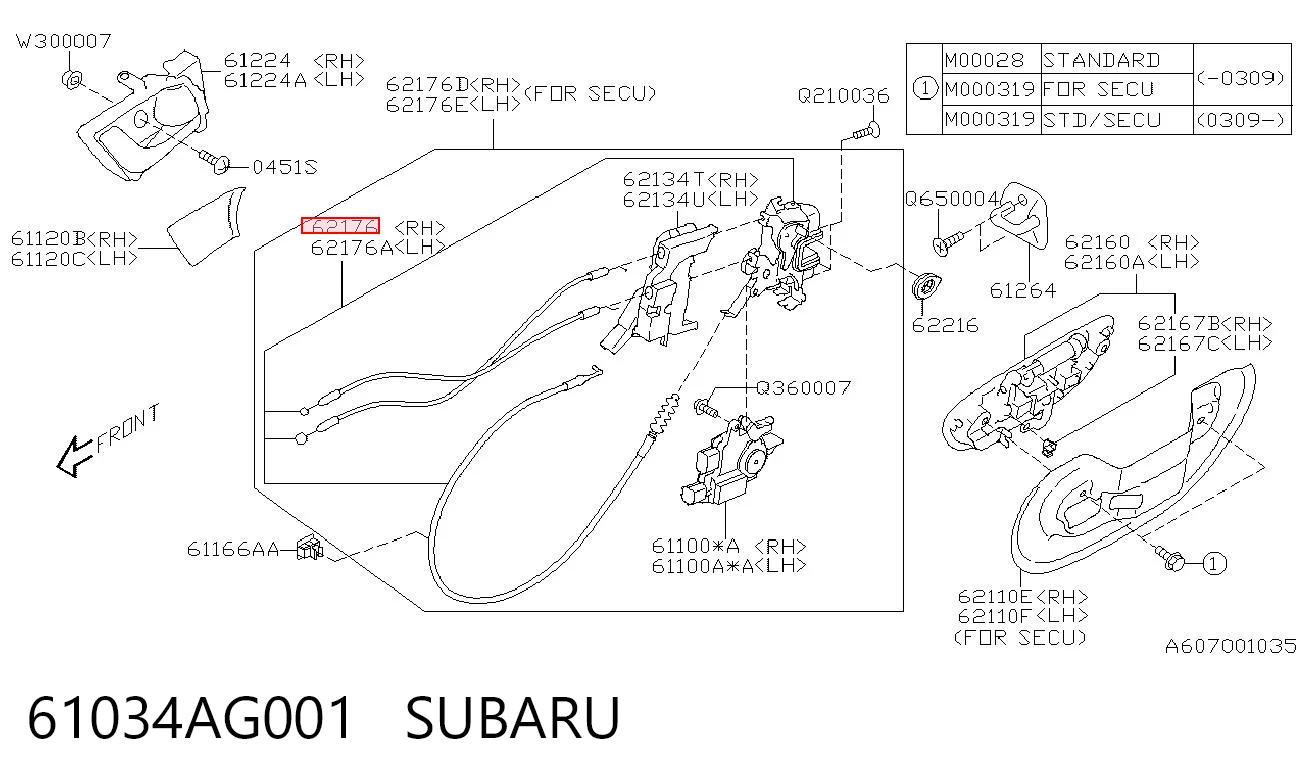 Zamek drzwi tylnych prawych do Subaru Outback III B13, BP