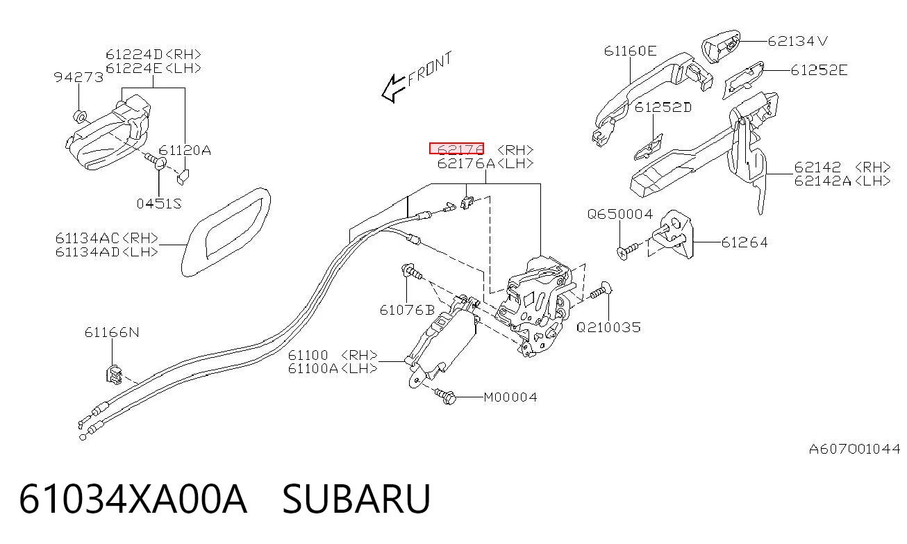 Zamek drzwi tylnych prawych do Subaru Tribeca  
