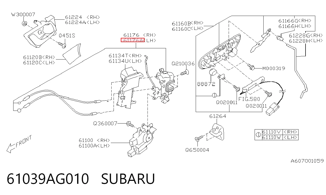 Do koszyka Zamek drzwi przednich lewych Subaru Outback III B13, BP