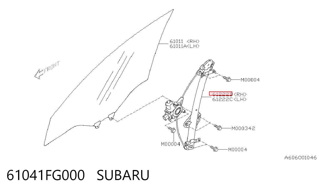 Mechanizm podnoszenia szyby drzwi przednich prawych do Subaru Impreza III GH