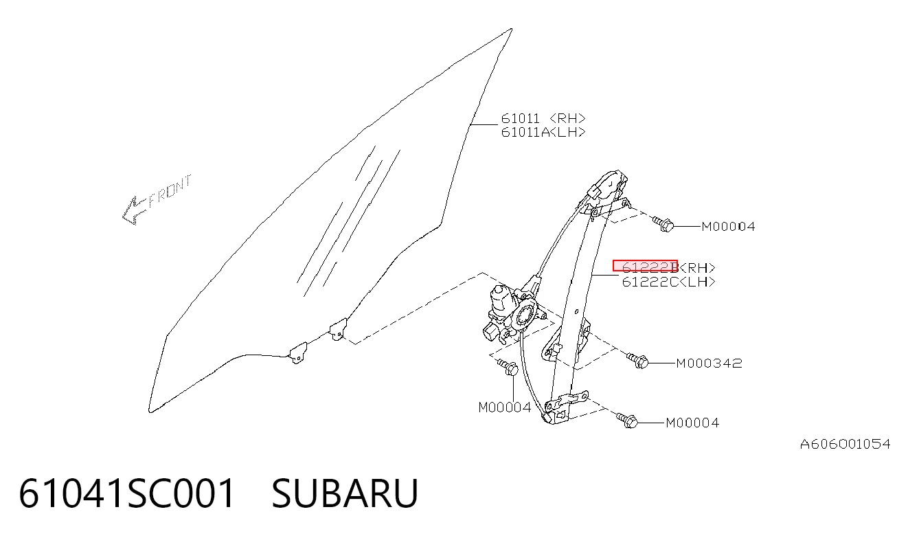 Mechanizm podnoszenia szyby drzwi przednich prawych do Subaru Forester III S12, SH