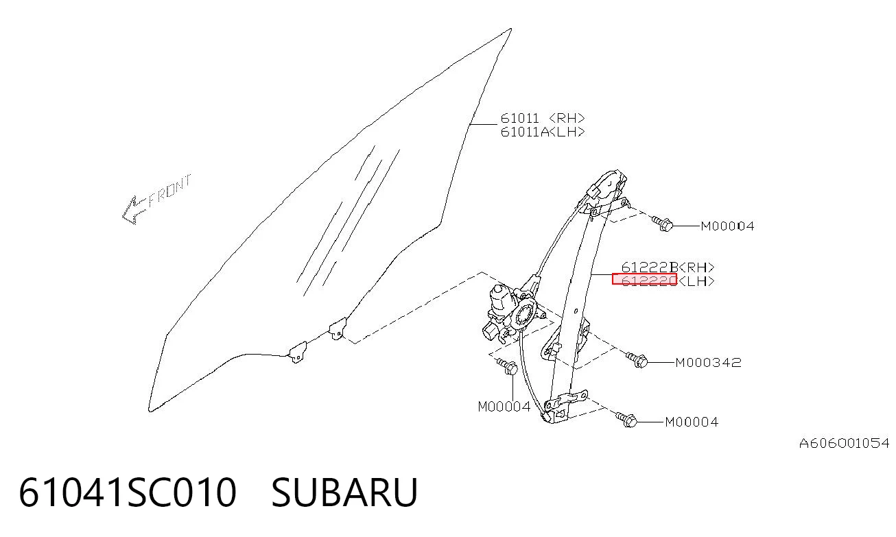 61041SC010 Subaru Mechanizm podnoszenia szyby drzwi przednich lewych