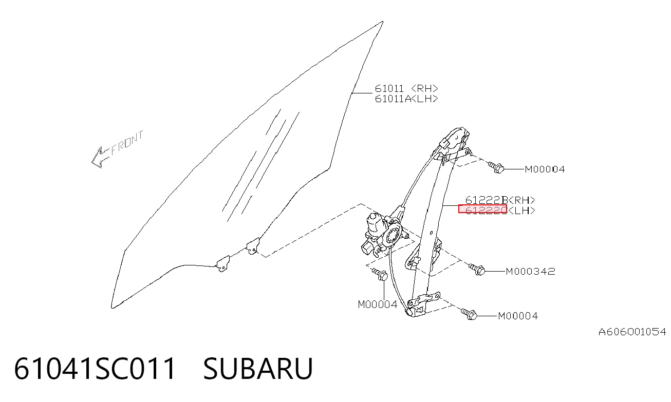 61041SC011 Subaru Mechanizm podnoszenia szyby drzwi przednich lewych