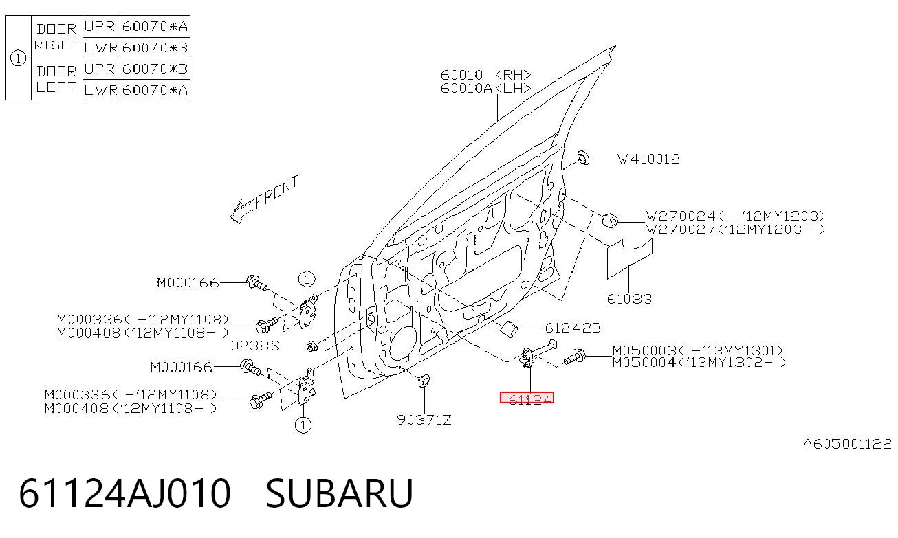 61124AJ010 Subaru 
