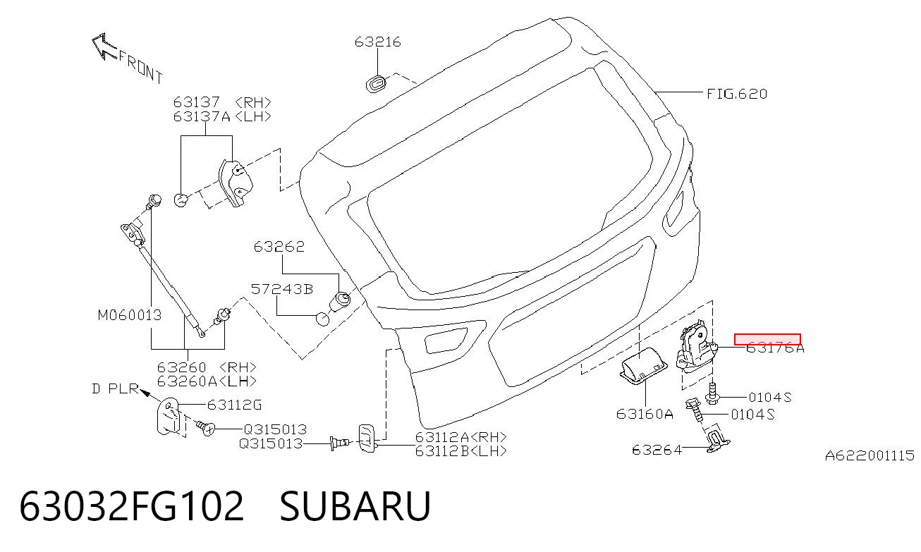 63032FG102 Subaru Zamek klapy bagażnika (3/5 drzwi tylnych)