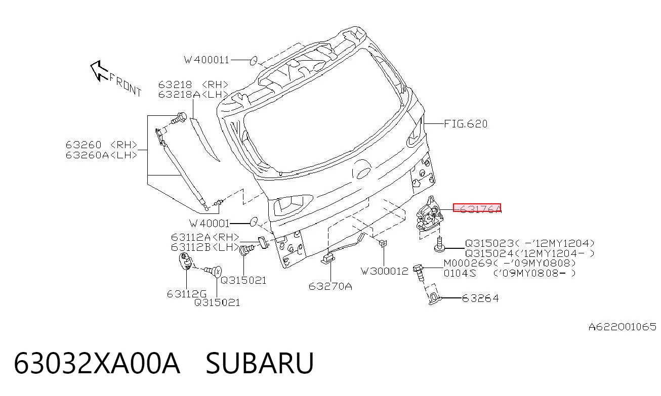 Zamek klapy bagażnika (3/5 drzwi tylnych) do Subaru Tribeca  