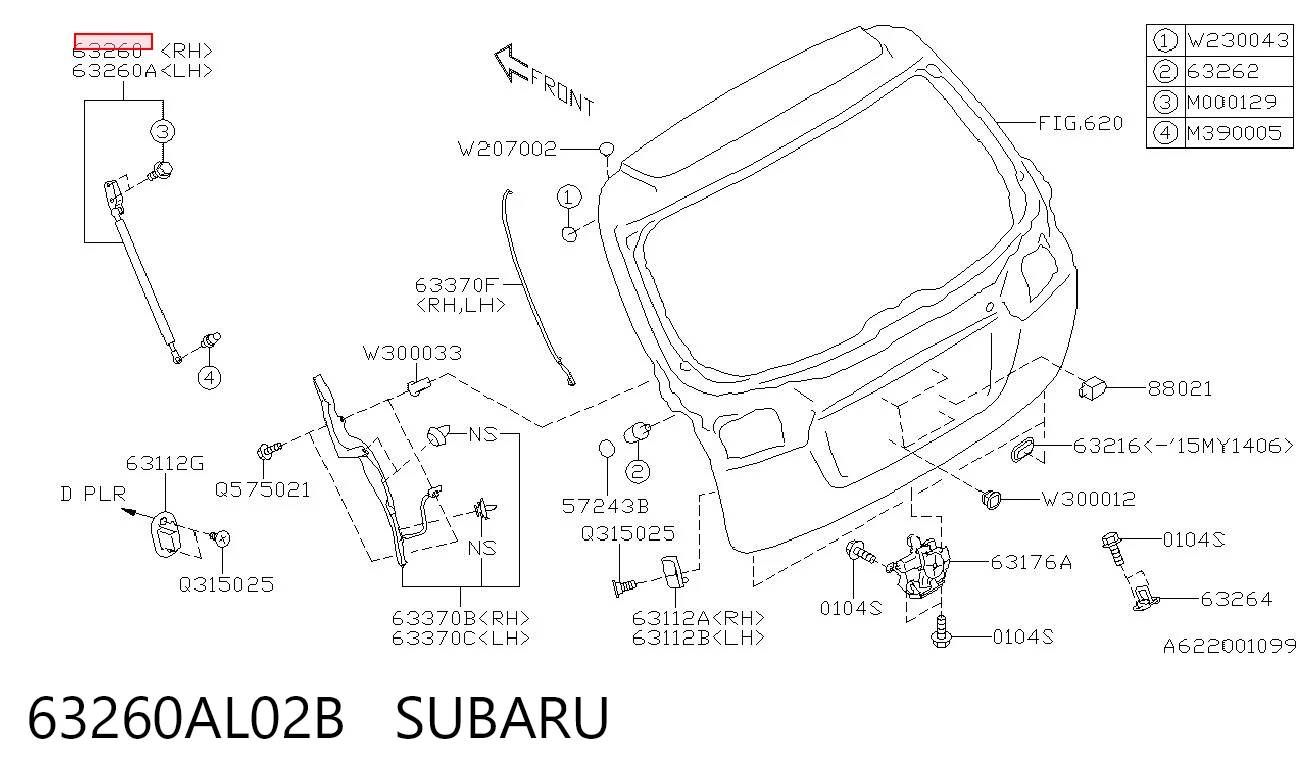 63260AL02B Subaru Amortyzator klapy bagażnika (3/5 drzwi-tylnych)