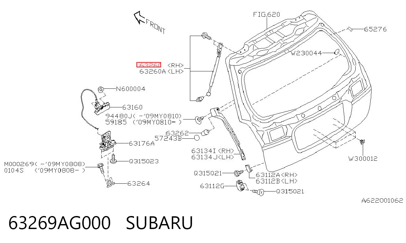 63269AG000 Subaru Amortyzator klapy bagażnika (3/5 drzwi-tylnych)