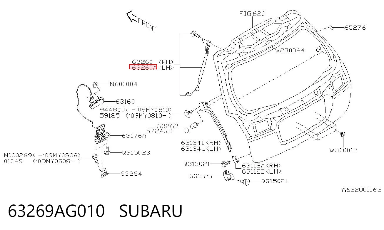 Do koszyka Amortyzator klapy bagażnika (3/5 drzwi-tylnych) Subaru Outback III B13, BP