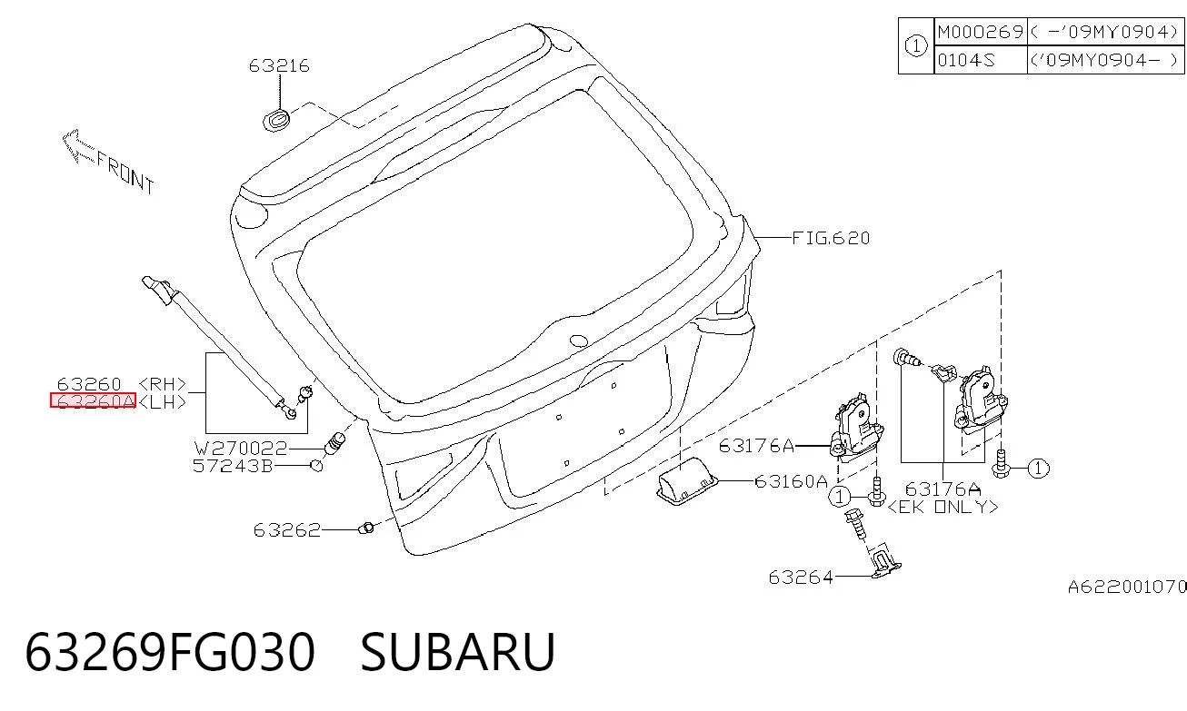 Kupić Amortyzator klapy bagażnika (3/5 drzwi-tylnych) Subaru Impreza III GH w dobrej cenie