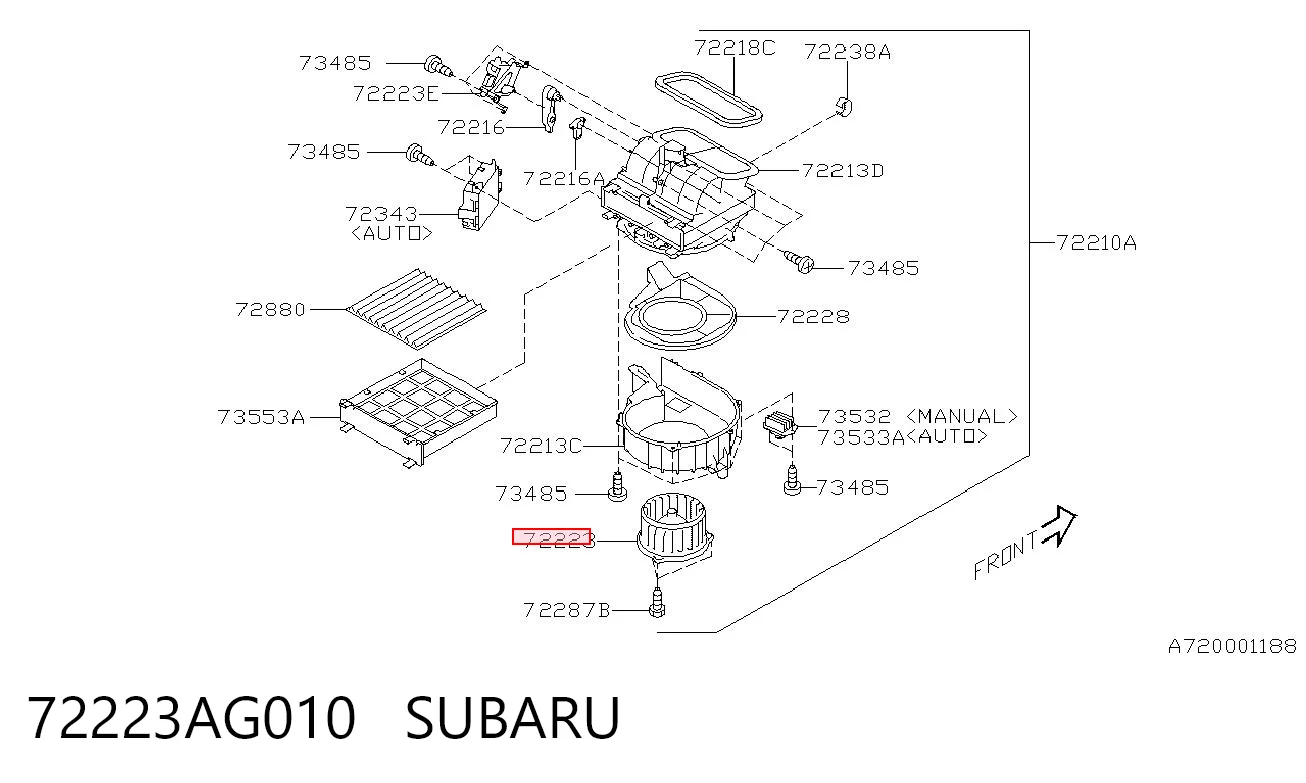 72223AG010 Subaru Silniczek wentylatora nagrzewnicy (ogrzewacza wnętrza)