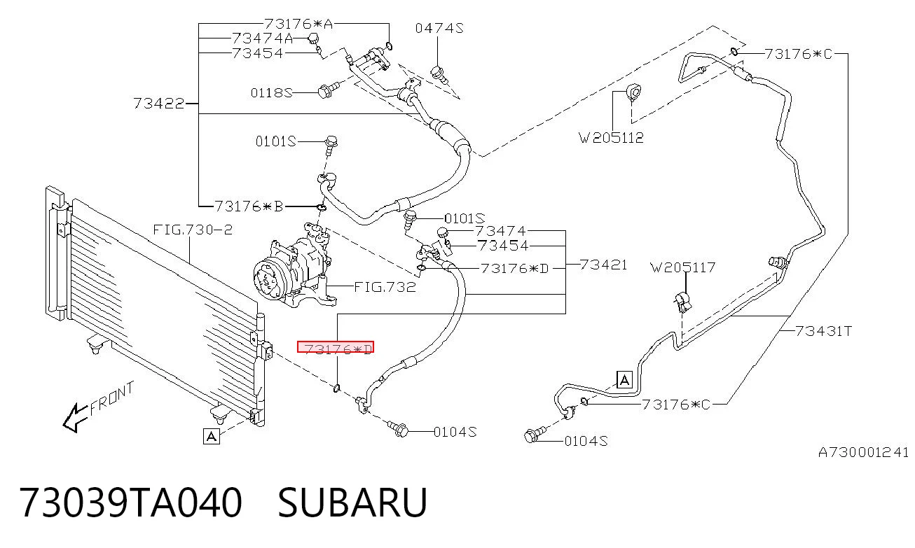 73039TA040 Subaru Uszczelka pierścieniowa rury klimatyzacji