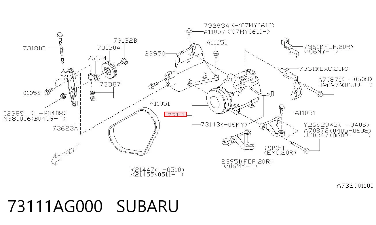 73111AG000 Subaru Sprężarka klimatyzacji