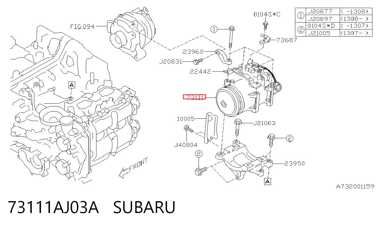 73111AJ03A Subaru Sprężarka klimatyzacji
