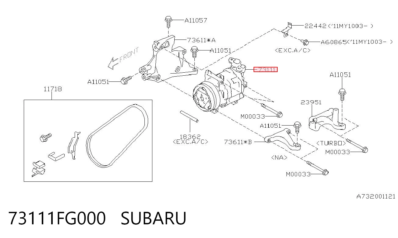 73111FG000 Subaru Sprężarka klimatyzacji