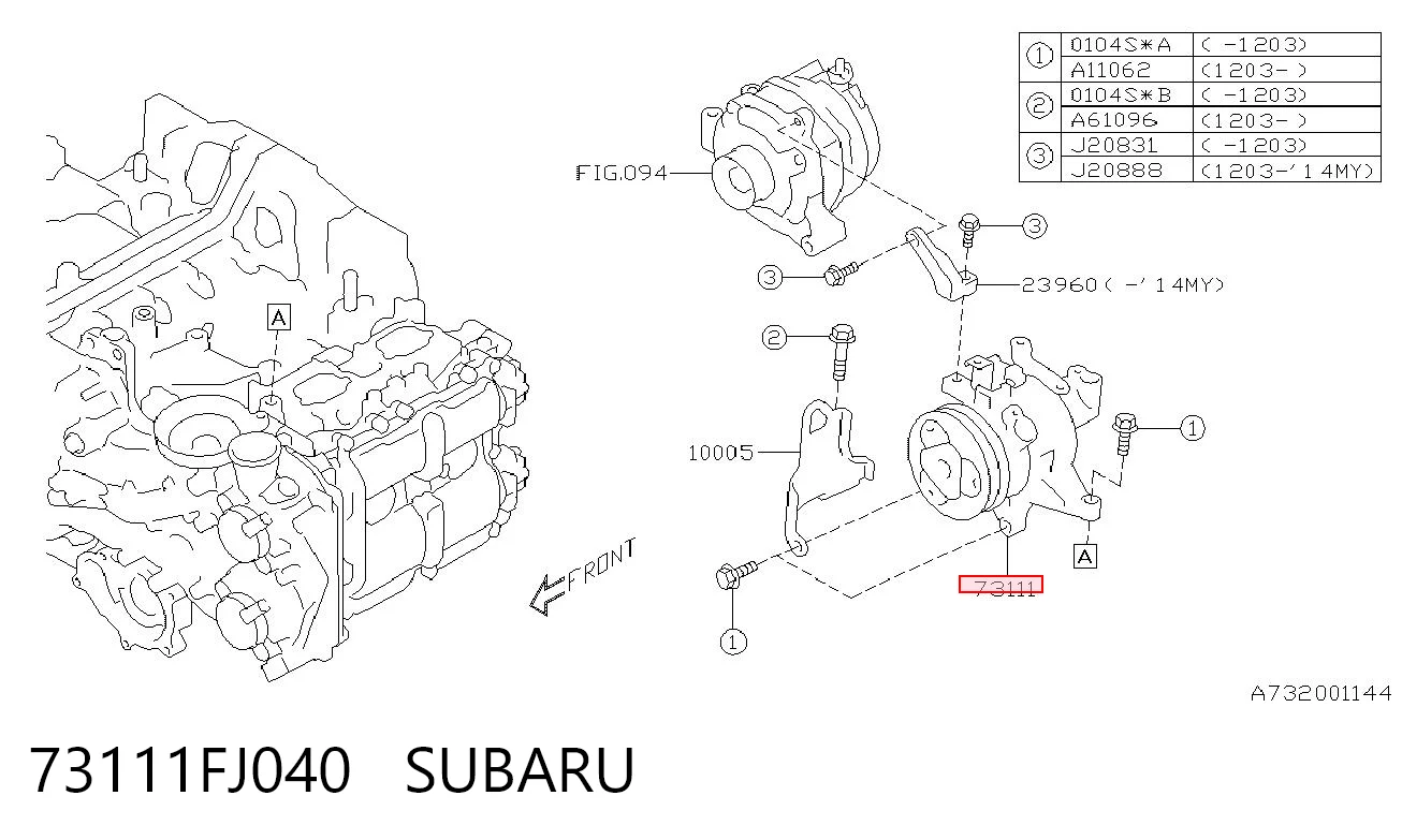73111FJ040 Subaru Sprężarka klimatyzacji