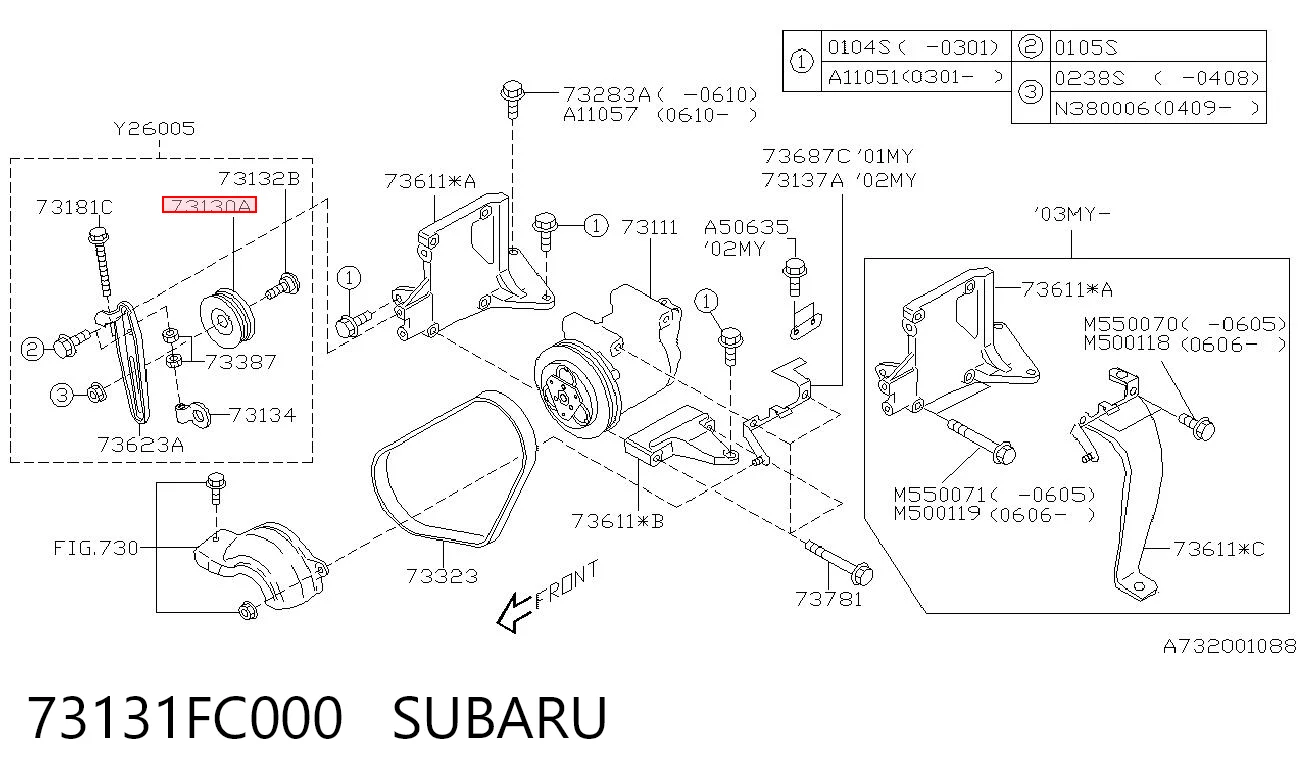 73131FC000 Subaru Rolka napinacza paska napędowego
