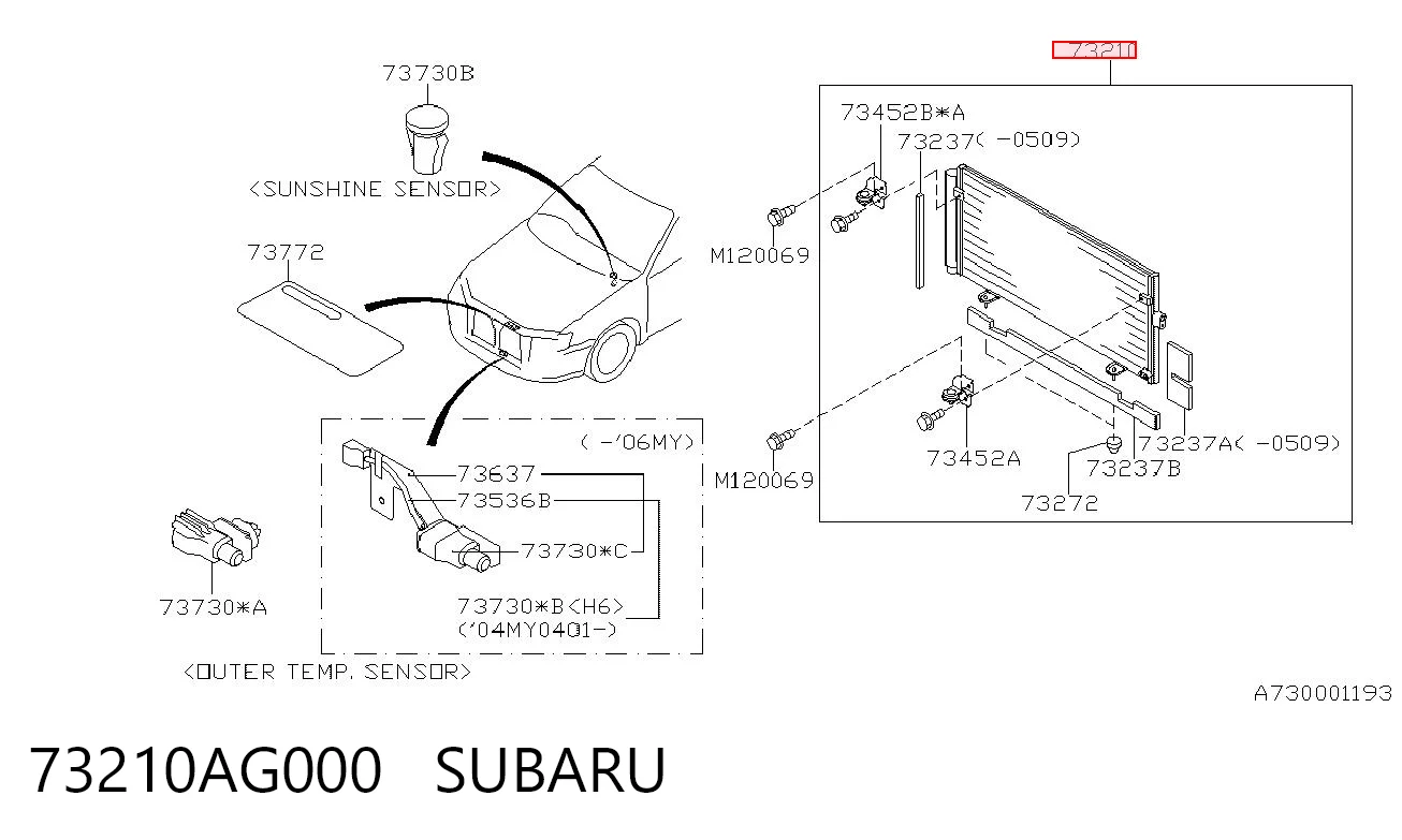 73210AG000 Subaru Chłodnica klimatyzacji