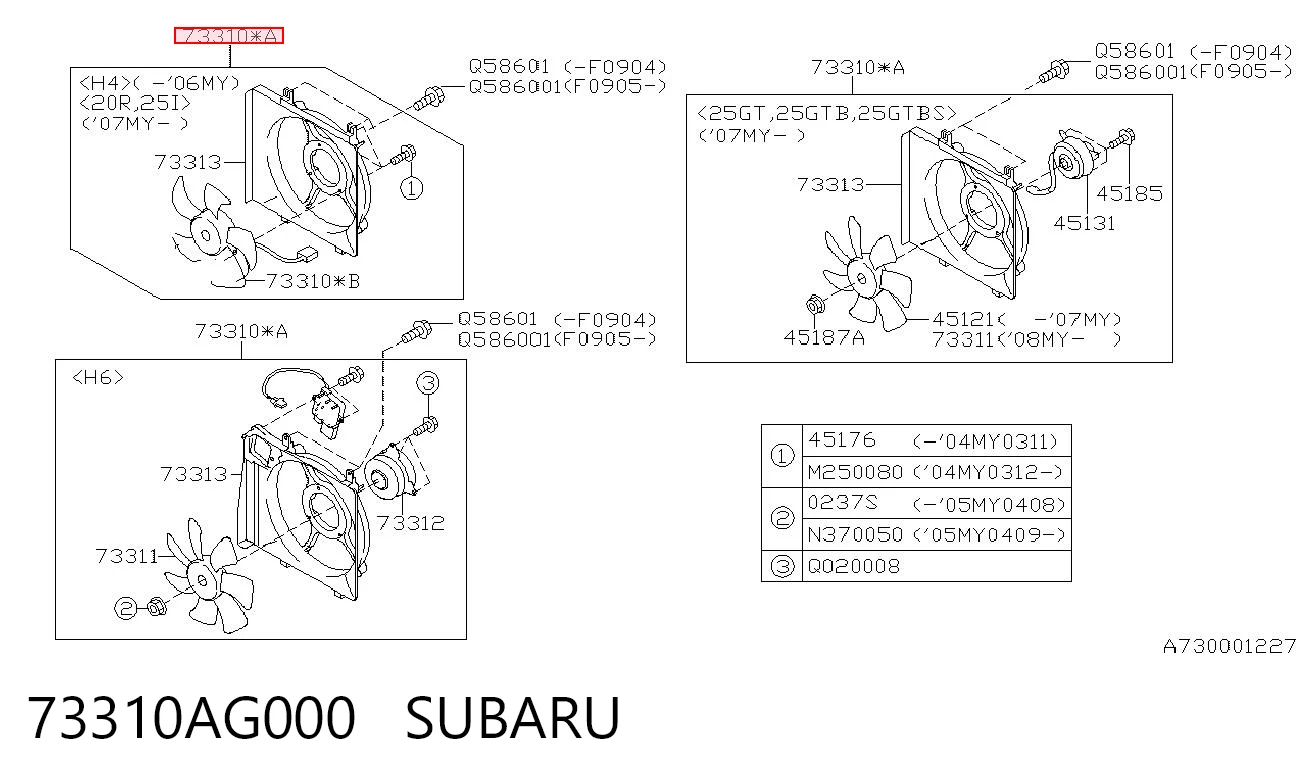 73310AG000 Subaru Dyfuzor chłodnicy, w komplecie z silnikiem i wirnikiem