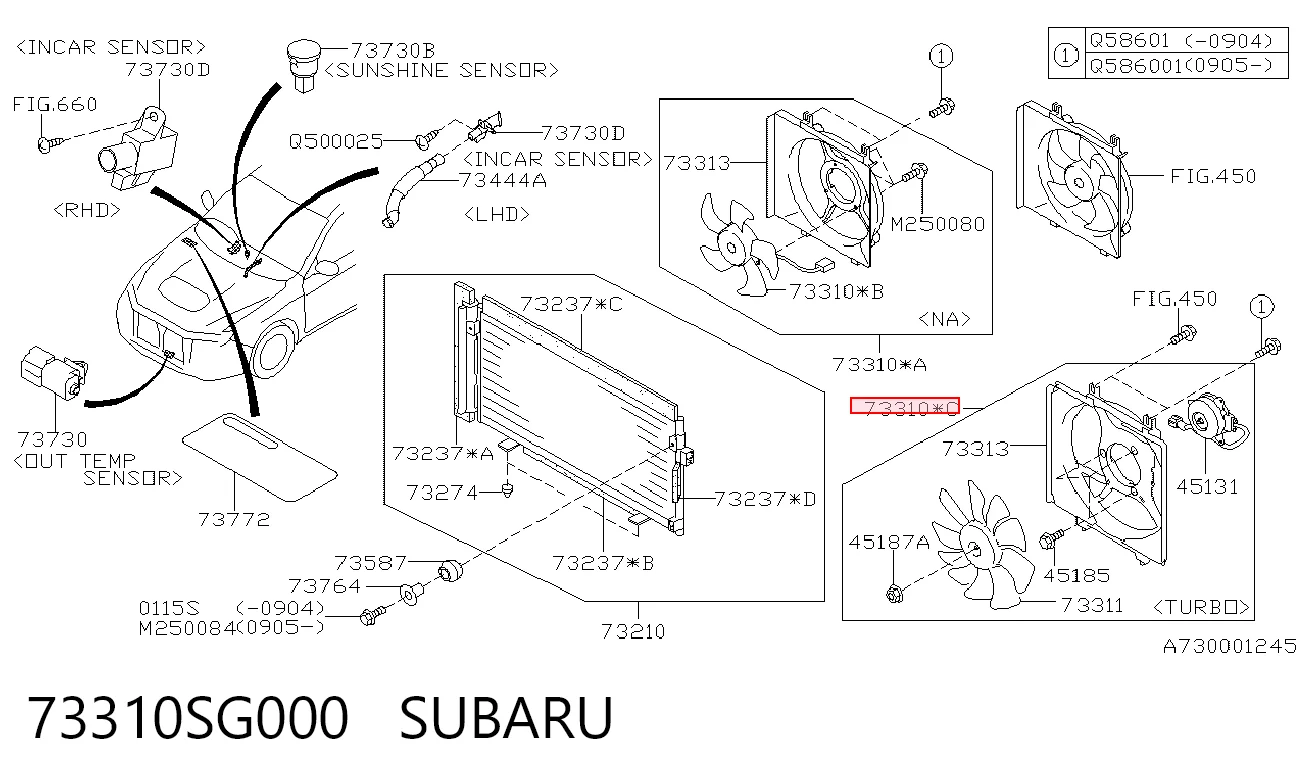 73310SG000 Subaru Dyfuzor chłodnicy, w komplecie z silnikiem i wirnikiem