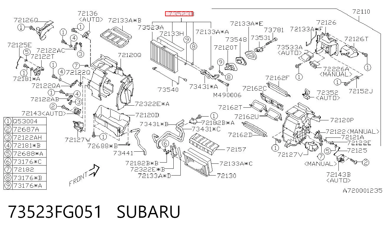 73523FG051 Subaru Parownik klimatyzacji