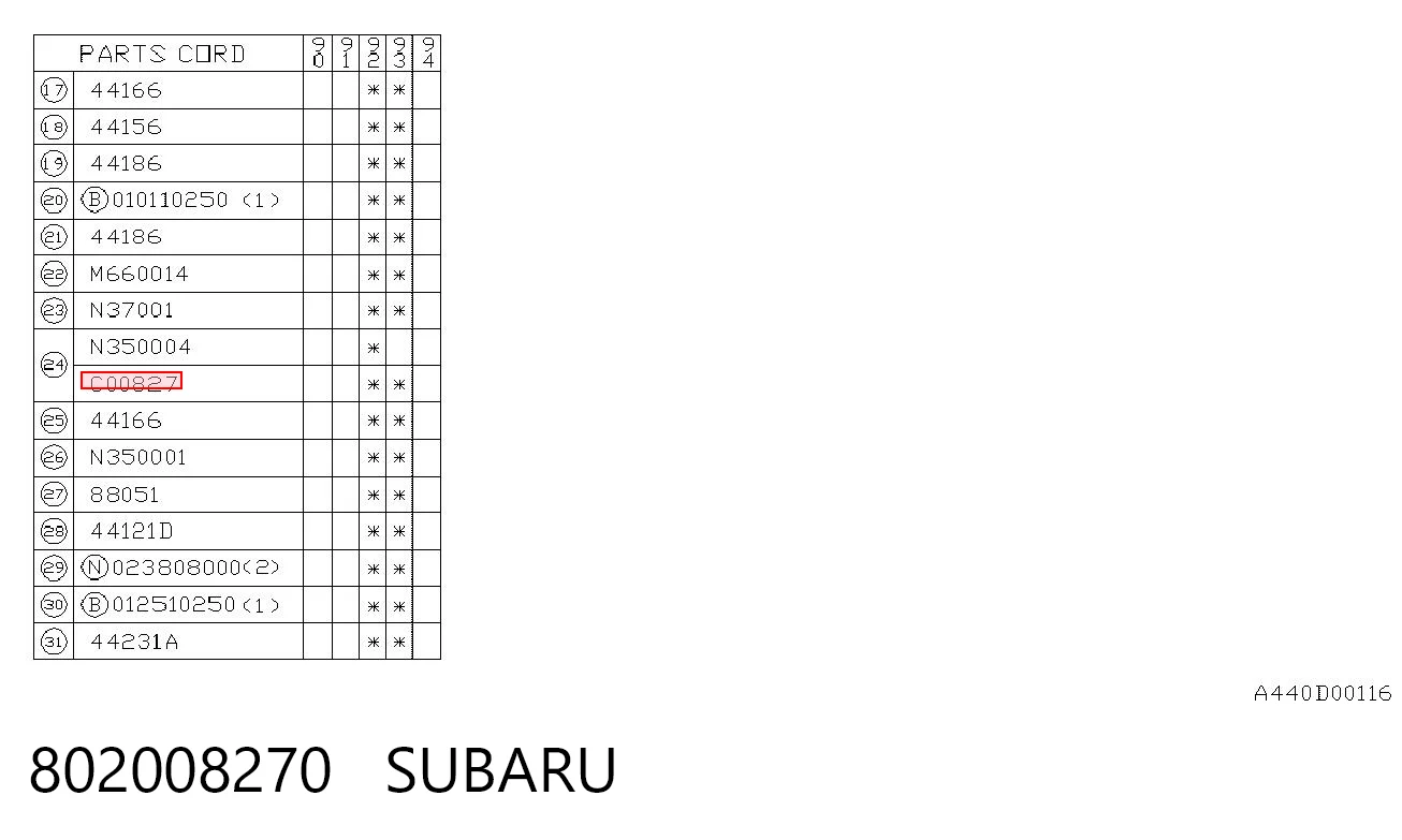 802008270 Subaru Nakrętka kolektora wydechowego