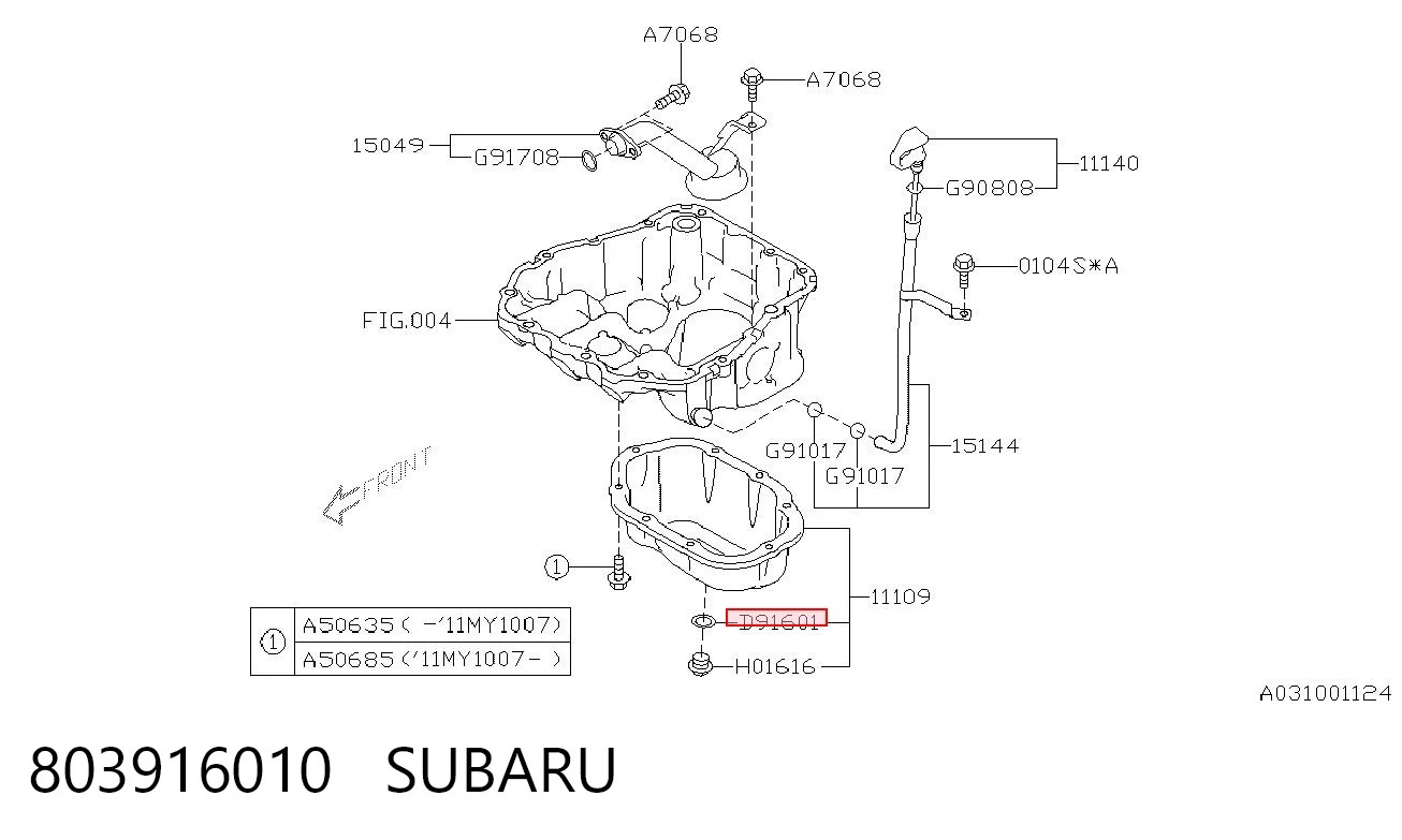 803916010 Subaru Uszczelka korka miski olejowej
