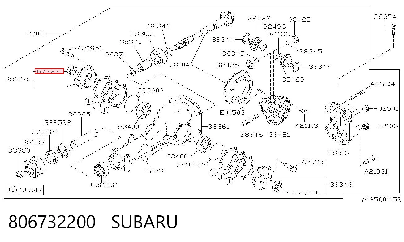 806732200 Subaru Uszczelniacz reduktora mostu tylnego
