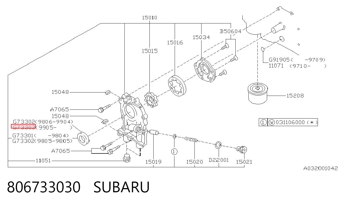 806733030 Subaru Uszczelniacz wału korbowego przedni