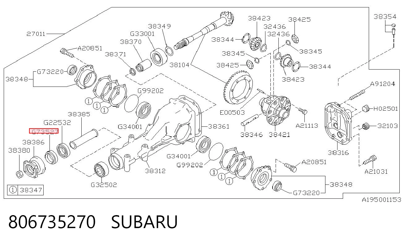 Do koszyka Uszczelniacz końcówki reduktora mostu tylnego Subaru Impreza III GH