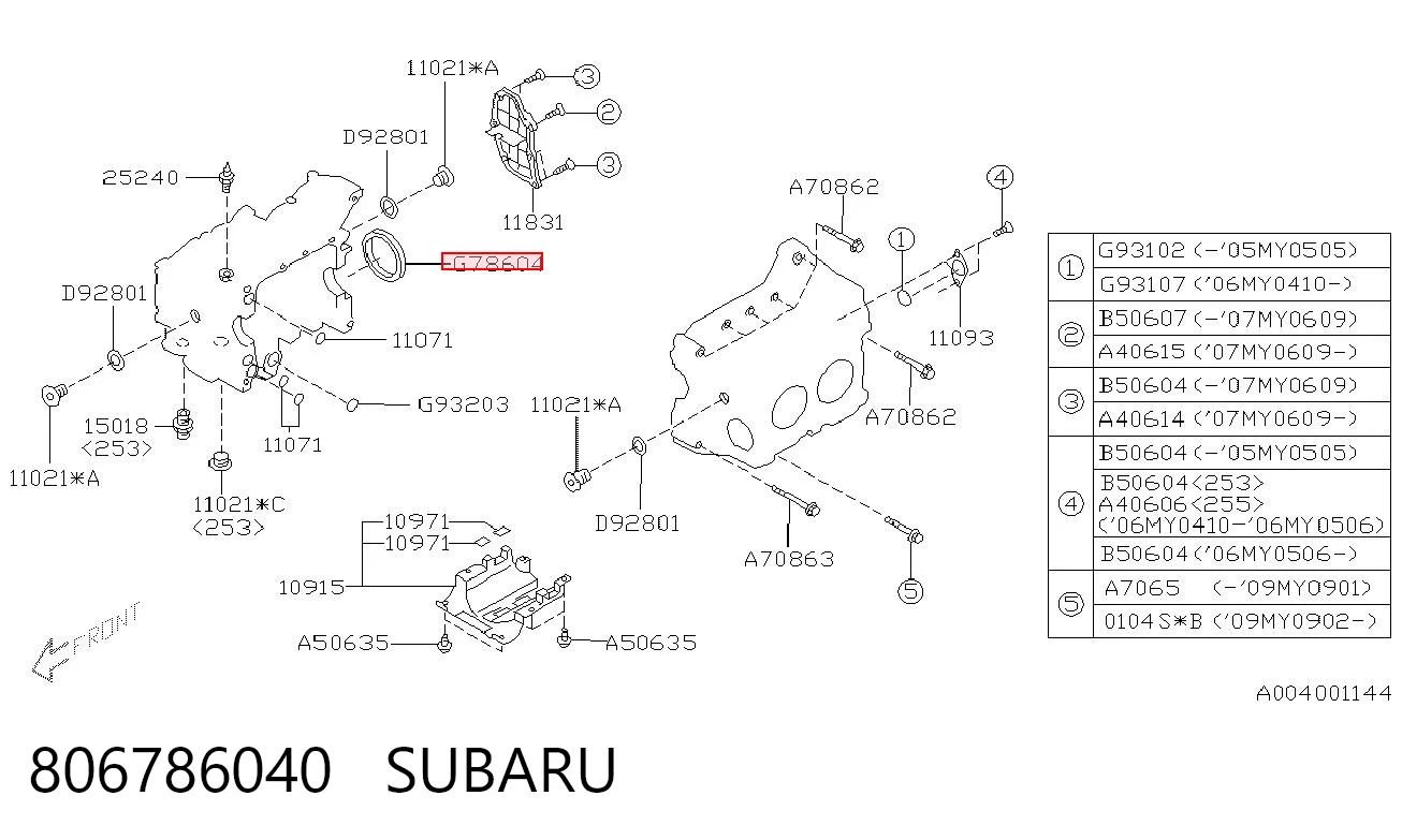 806786040 Subaru Uszczelniacz wału korbowego silnika tylny